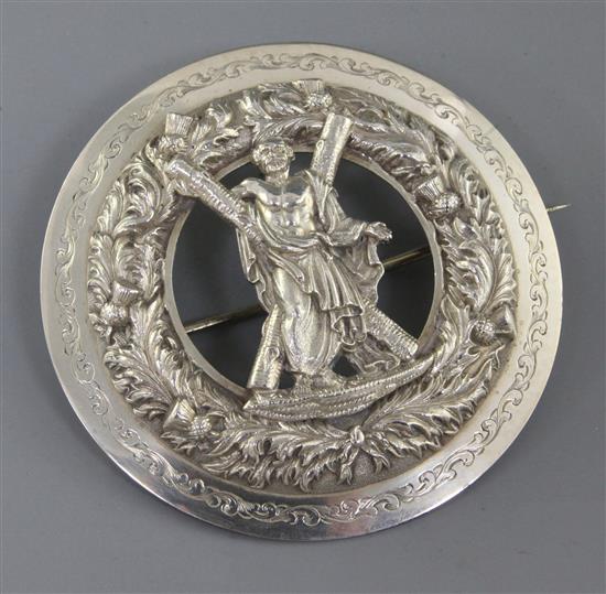 A late Victorian Scottish silver sash badge, 9.6cm.